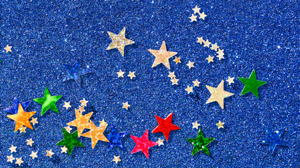 Beautiful blue holiday background. Shiny with stars abstract for weddings, birthdays, Christmas