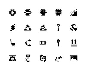 Set Of 20 icons such as Foto, 91 C/LDPE, Alu, No Hooks, Weight,