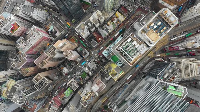day time cityscape wan chai district aerial topdown panorama 4k hong kong