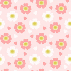 Seamless pattern beautiful cherry blossoms pink and white petals 