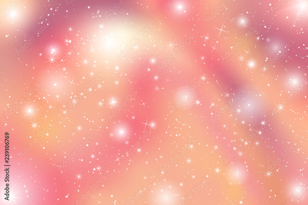 Aufkleber pastel color theme holographic circle bokeh cloud illustration. colorful glow star on sky with falli