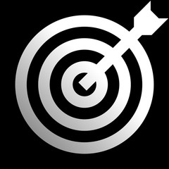 Target sign - white gradient transparent with dart, isolated - vector