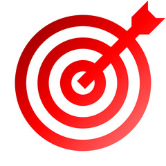 Target sign - red gradient transparent with dart, isolated - vector