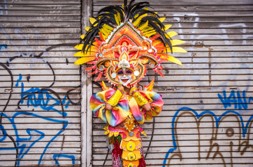 Colorful smiling mask of Masskara Festival, Bacolod City, Philippines