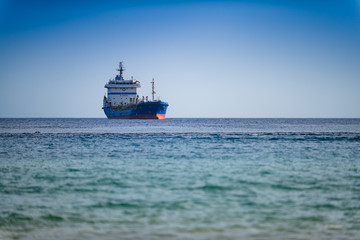 Fototapeta premium Wonderful view from the beach Las Teresitas. Barge. Tenerife. Canary Islands..Spain