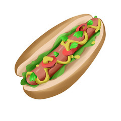 hot dog with mustard and ketchup