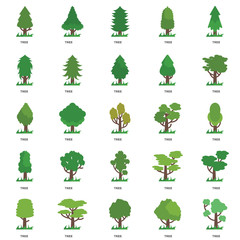Simple Set of 25 Vector Icon. Contains such Icons as Tree, Tree. Editable Stroke pixel perfect