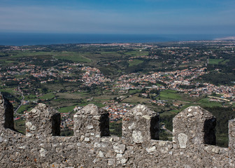 Fototapeta na wymiar Castle Of the Moors and Portugal Coast, Sintra, Portugal