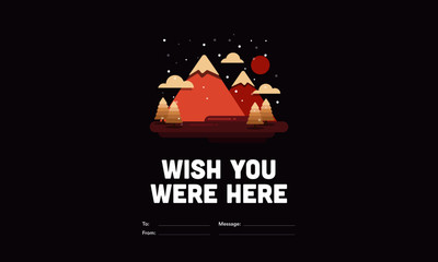 Wish You Were Here Mountain Illustration Card with To and From Details 