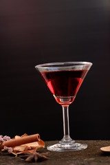 martini cocktail on wooden
