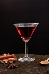 martini cocktail on wooden
