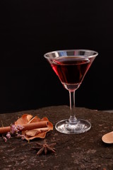 martini cocktail on wooden