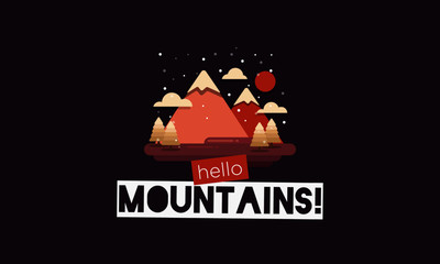 Hello Mountains Vector Flat Illustration