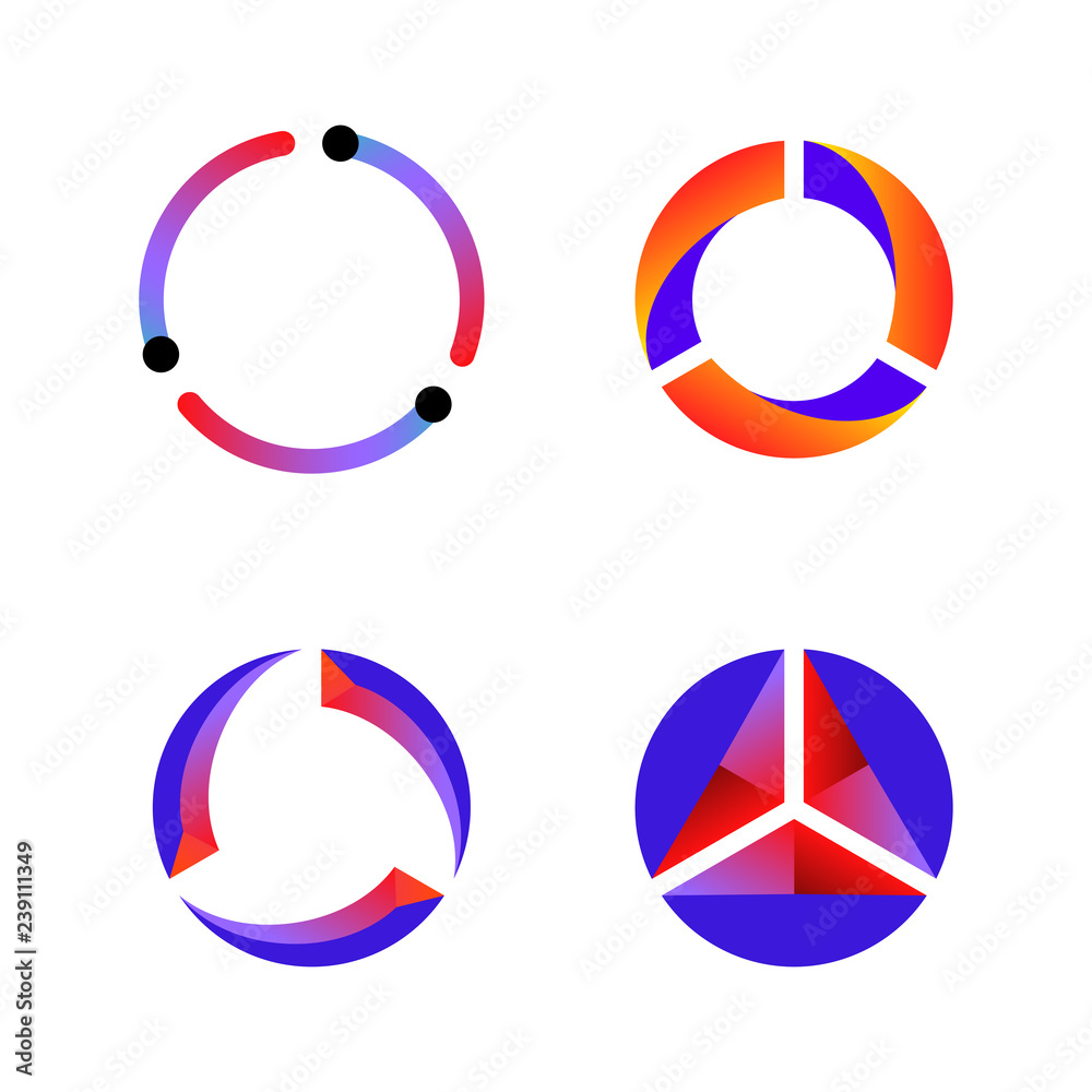 Poster set of cycle data tech icon background