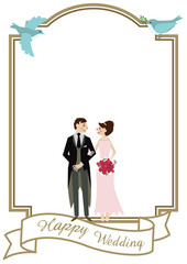 ウェディングカードのバリエーション。 ウェディングカードの素材。 花嫁と花婿のイラスト。 結婚式のためのデザイン。 花婿と花嫁のクリップアート。 結婚式のフレームデザイン。