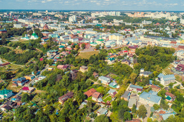 Fototapeta na wymiar The historic center of Vladimir City, aerial view.
