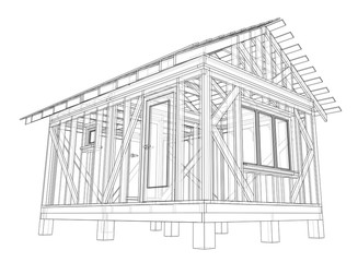 Private house sketch. Vector