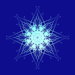 Spiral_Snowflake_On_Blue_Background