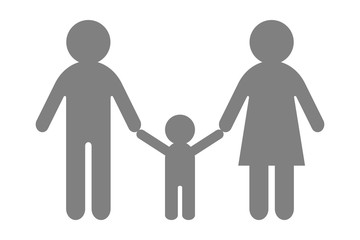 Full heterosexual family symbol. Three people. Vector illustration.