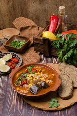 Thick red soup with pasta