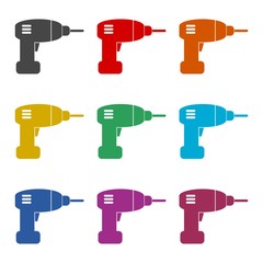 Drill logo, simple icon, color set