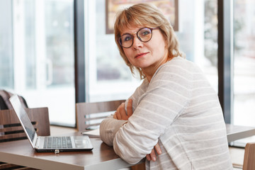 woman in cafe, office