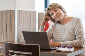 woman in cafe, office