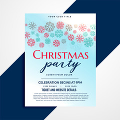 stylish christmas party flyer design with snowflakes pattern