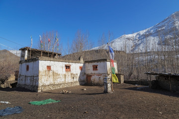 Local houses at Muktinath village in lower Mustang district, Nepal