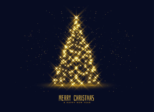 golden sparkles christmas tree background