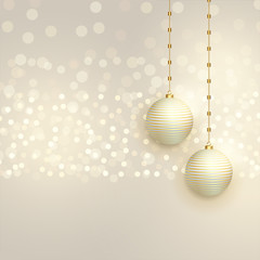 beautiful christmas balls on bokeh background