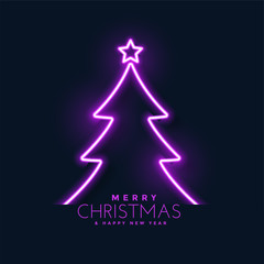 glowing neon christmas tree background © starlineart