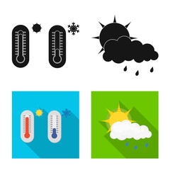 Vector design of weather and climate sign. Set of weather and cloud vector icon for stock.