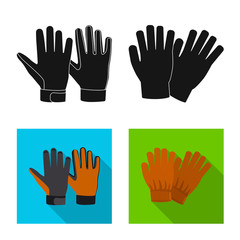 Obraz premium Vector illustration of glove and winter logo. Set of glove and equipment stock vector illustration.