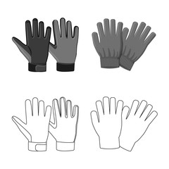 Fototapeta premium Vector illustration of glove and winter logo. Collection of glove and equipment stock symbol for web.
