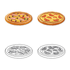 Isolated object of pizza and food symbol. Set of pizza and italy vector icon for stock.