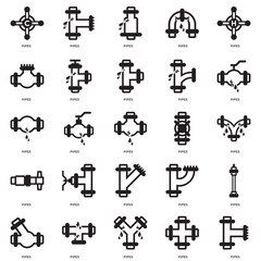 Simple Set of 25 Vector Icon. Contains such Icons as Pipes, Pipes. Editable Stroke pixel perfect