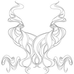 Marine background with fishes. Vector illustration on white background with space for text. Can be used creating card or invitation card.