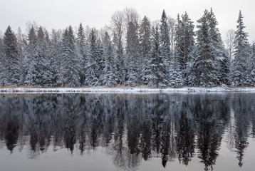 River in winter. Farnebofjarden national park in Sweden.