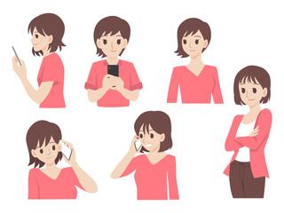 Set of women People concept, cartoon character vector in flat design isolated on white background, Character design for Business.