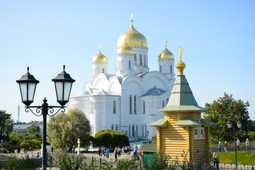 Fototapeta na wymiar DIVEEVO, RUSSIA - September 6, 2018: Holy Trinity-Saint Seraphim-Diveyevo Monastery in Nizhny Novgorod region