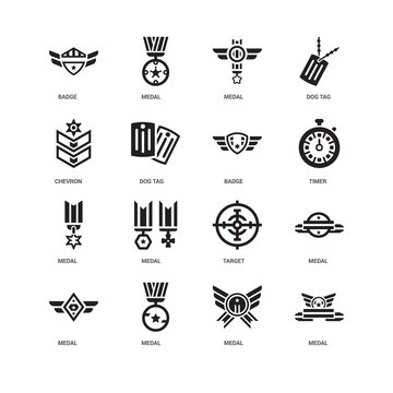 Simple Set of 16 Vector Icon. Contains such Icons as Medal, Badge, Chevron, undefined, undefined. Editable Stroke pixel perfect