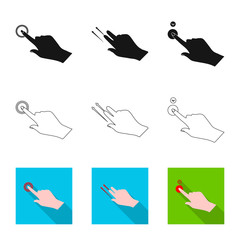 Vector design of touchscreen and hand logo. Collection of touchscreen and touch stock symbol for web.