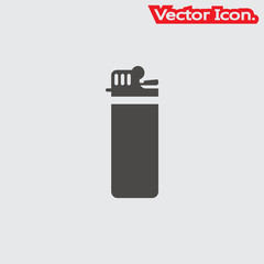 lighter with fire icon isolated sign symbol and flat style for app, web and digital design. Vector illustration.