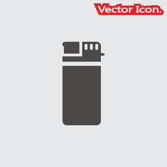 lighter with fire icon isolated sign symbol and flat style for app, web and digital design. Vector illustration.