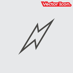 Lightning bolt. Icon isolated sign symbol and flat style for app, web and digital design. Vector illustration.