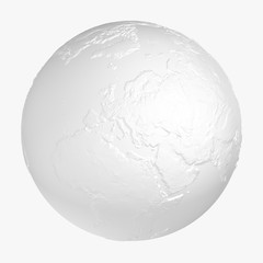 Europe In White Globe. 3D render Clean Corporate Relief Political World Sphere