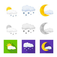 Vector design of weather and climate icon. Collection of weather and cloud stock symbol for web.