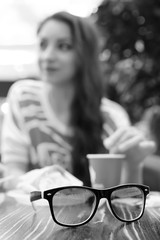 Girls shopping black and white photo