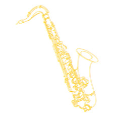 Saxophone. Vector illustration on white background. Sketch. Isolated design element.